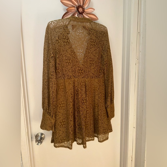 Free People Long Sleeve Dress in Gold and Brown - Picture 6 of 10